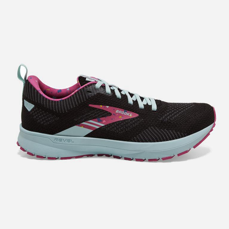 Brooks Women's Revel 5 Performance Road Running Shoes Singapore - Black/Turquoise/IndianRed/Beetroot